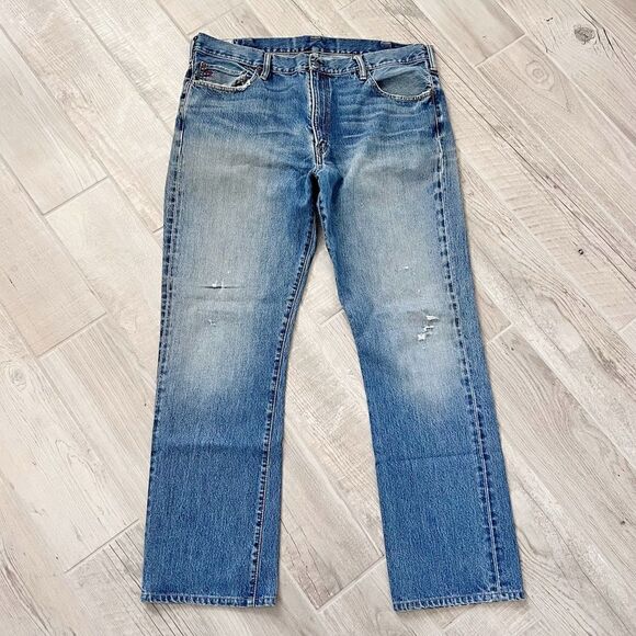 Polo Ralph Lauren Hampton Straight Leg Jeans Relaxed Fit Distressed - Picture 2 of 15